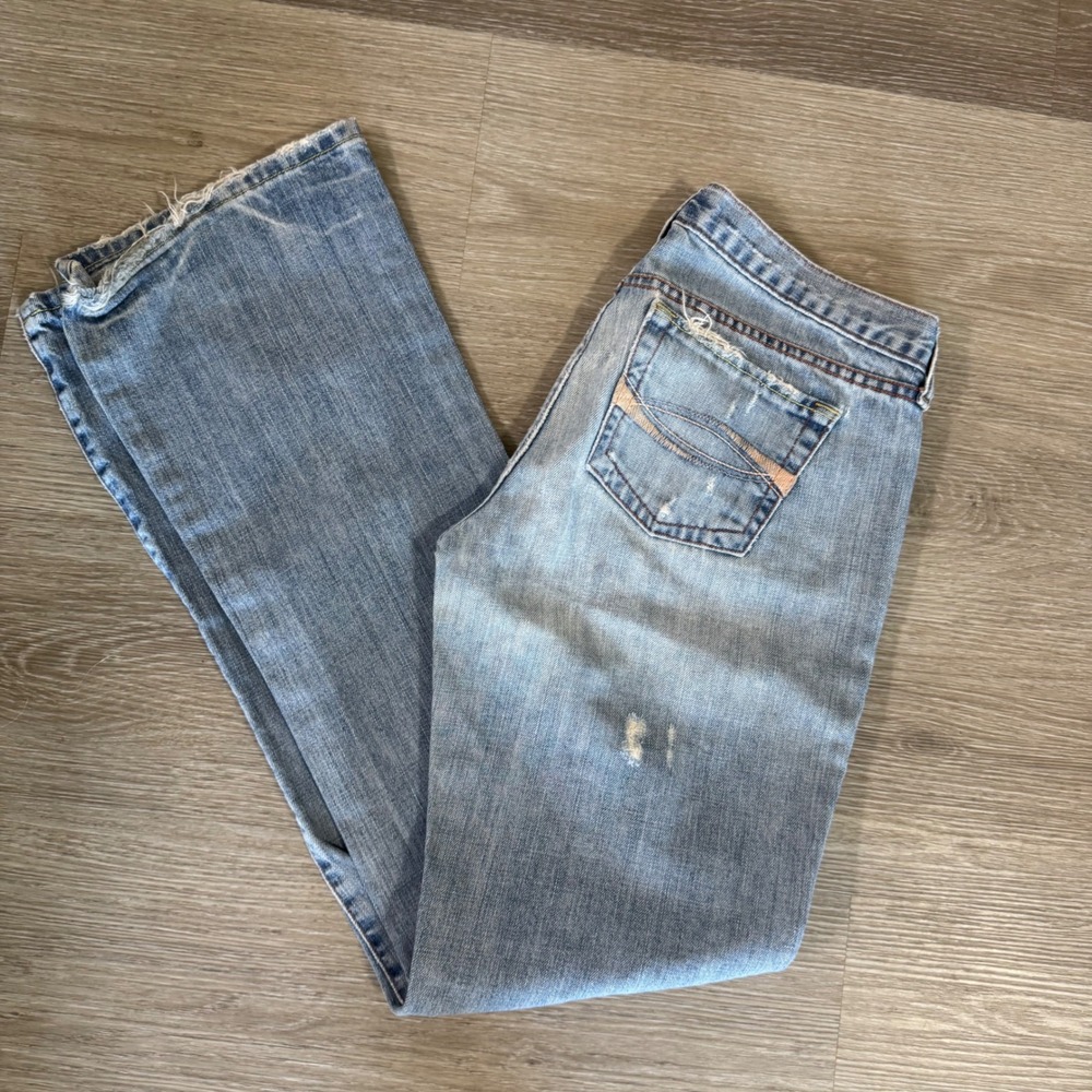 Abercrombie & Fitch Emma Jeans Women 6L Blue Distressed Flare Y2K Denim